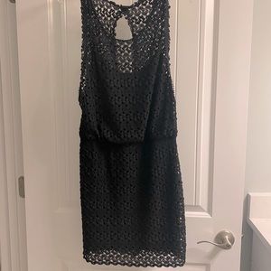 Free People Black Crochet Dress w Slip - Medium